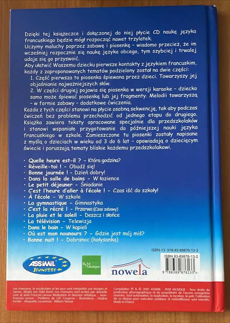 Książka pt. "Uczę się języka francuskiego śpiewająco." Płyta + książka