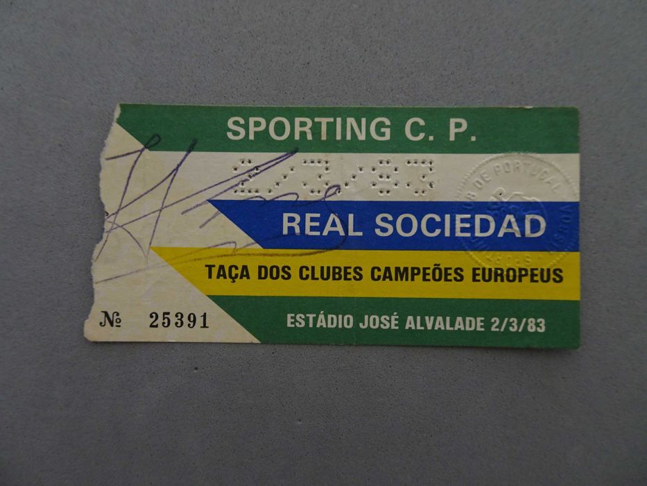 Bilhete futebol Sporting Real Sociedad Taça Clubes Campeões Europeus83