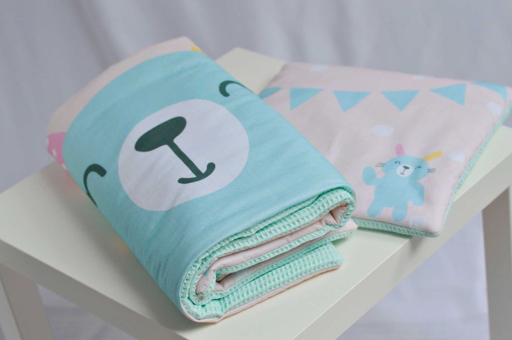 komplet do spania łóżeczka wózka przedszkola dziecięcy wafel bawełna