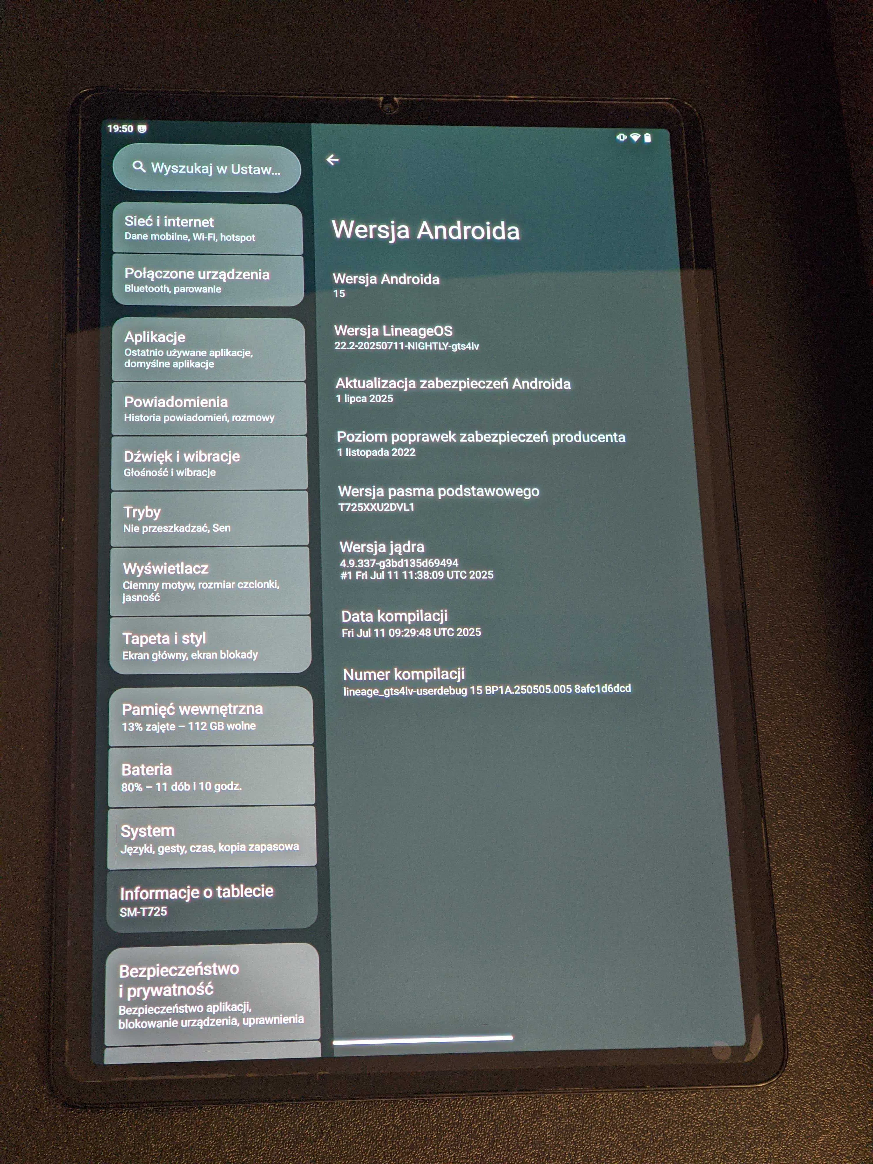 Samsung Galaxy Tab S5e LTE 128GB/6GB Android 15 LineageOS
