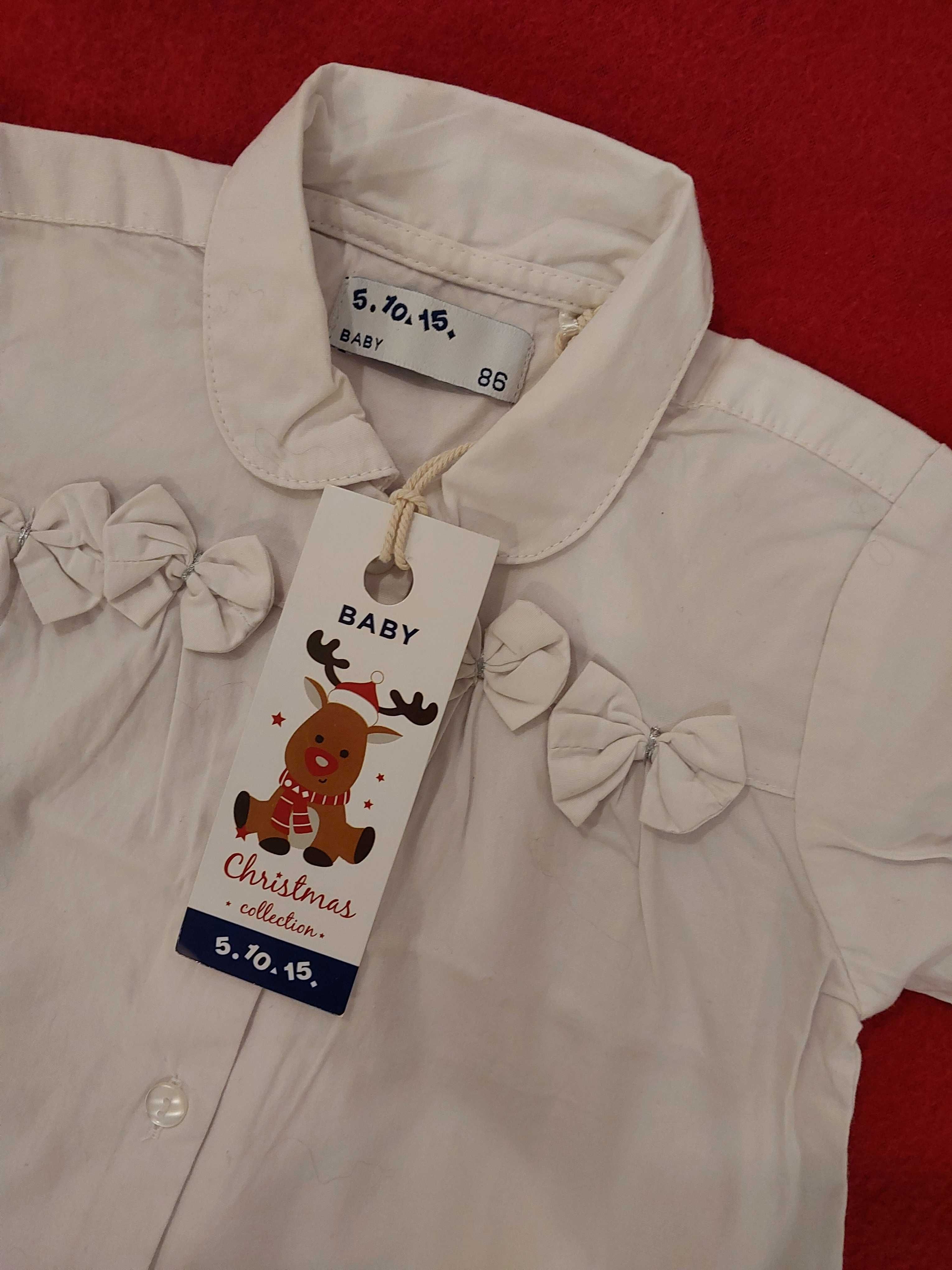 Biała elegancka bluzka na Święta kokardki