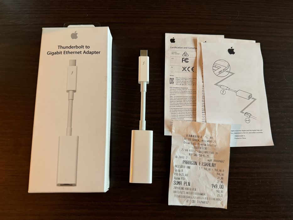 Adapter Apple Thunderbolt Ethernet ORYGINALNY