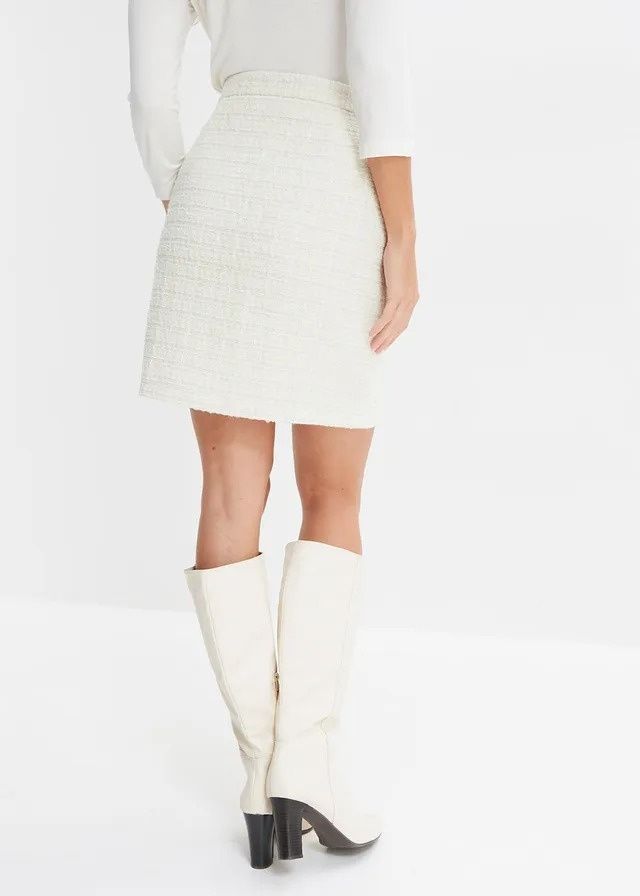 B.P.C spódnica mini beżowa boucle r.48
