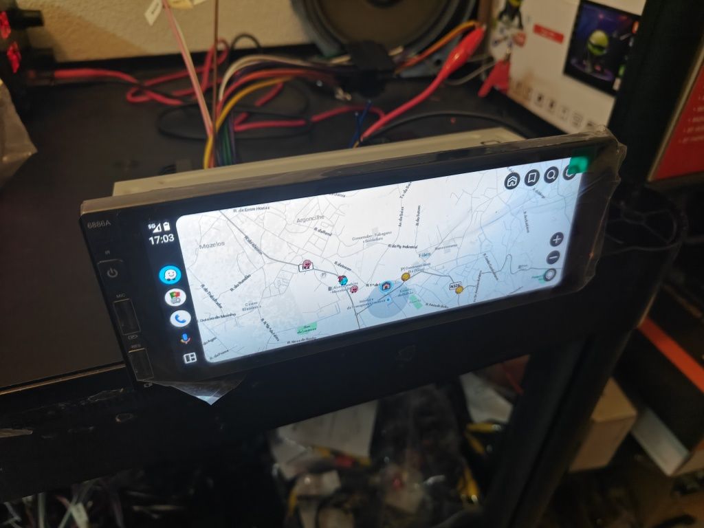 Rádio 1 DIN Android 13 ecrã 6.8" + Carplay + RDS + GPS