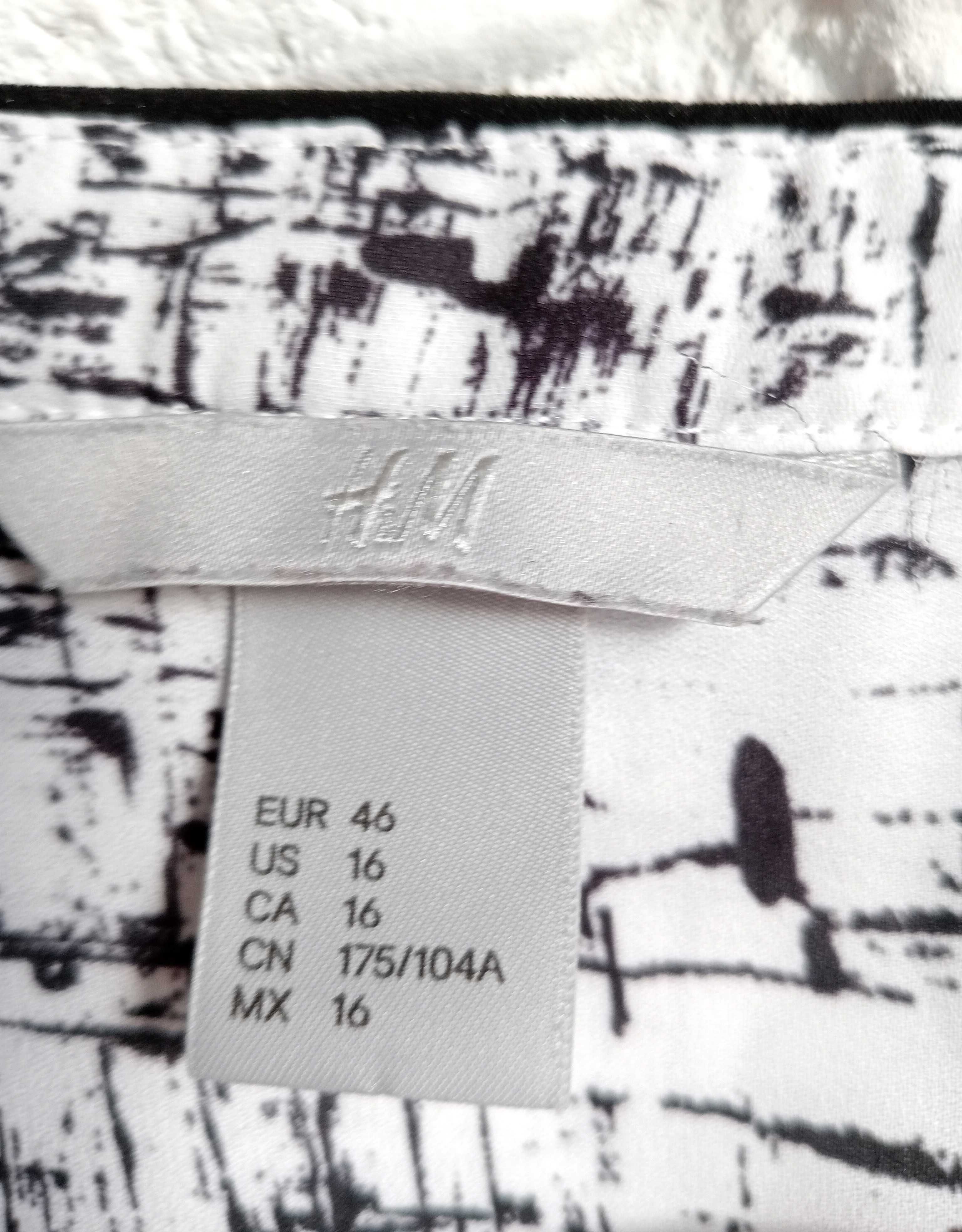 Bluzka damska z długim rękawem czarno-biała 46/3XL/18 H&M
