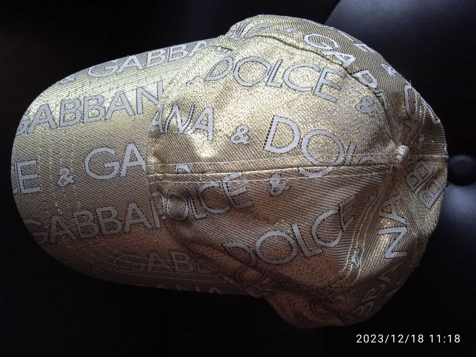 Czapka brokat złocisty; r.53/56cm; daszek, piękna, unikat, regulacja