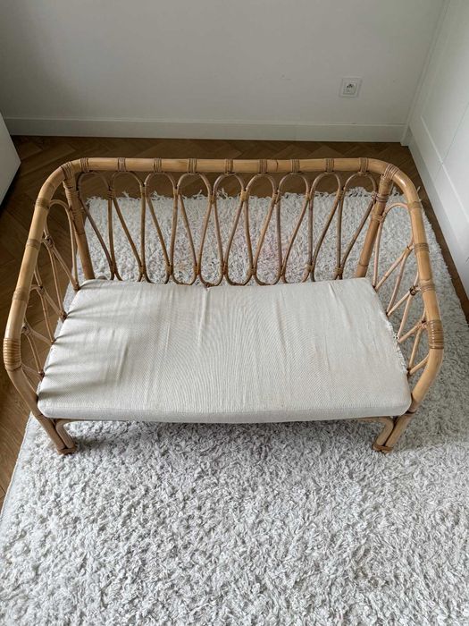 Sofka rattanowa dla dziecka + komplet poduszek - styl boho - jak NOWA