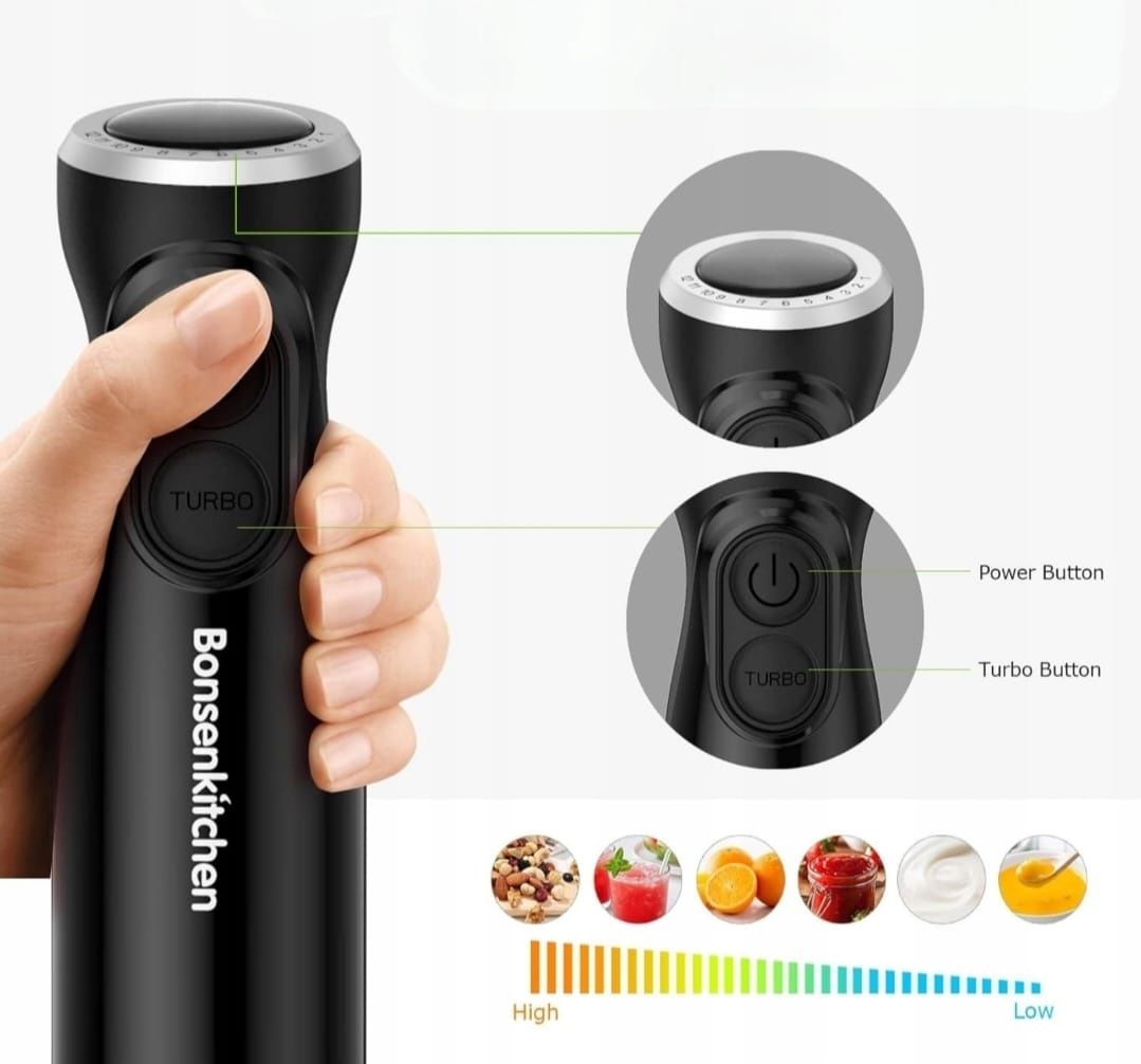Blender elektryczny ręczny 3w1 1000 W z miarką i trzepaczką HB3202