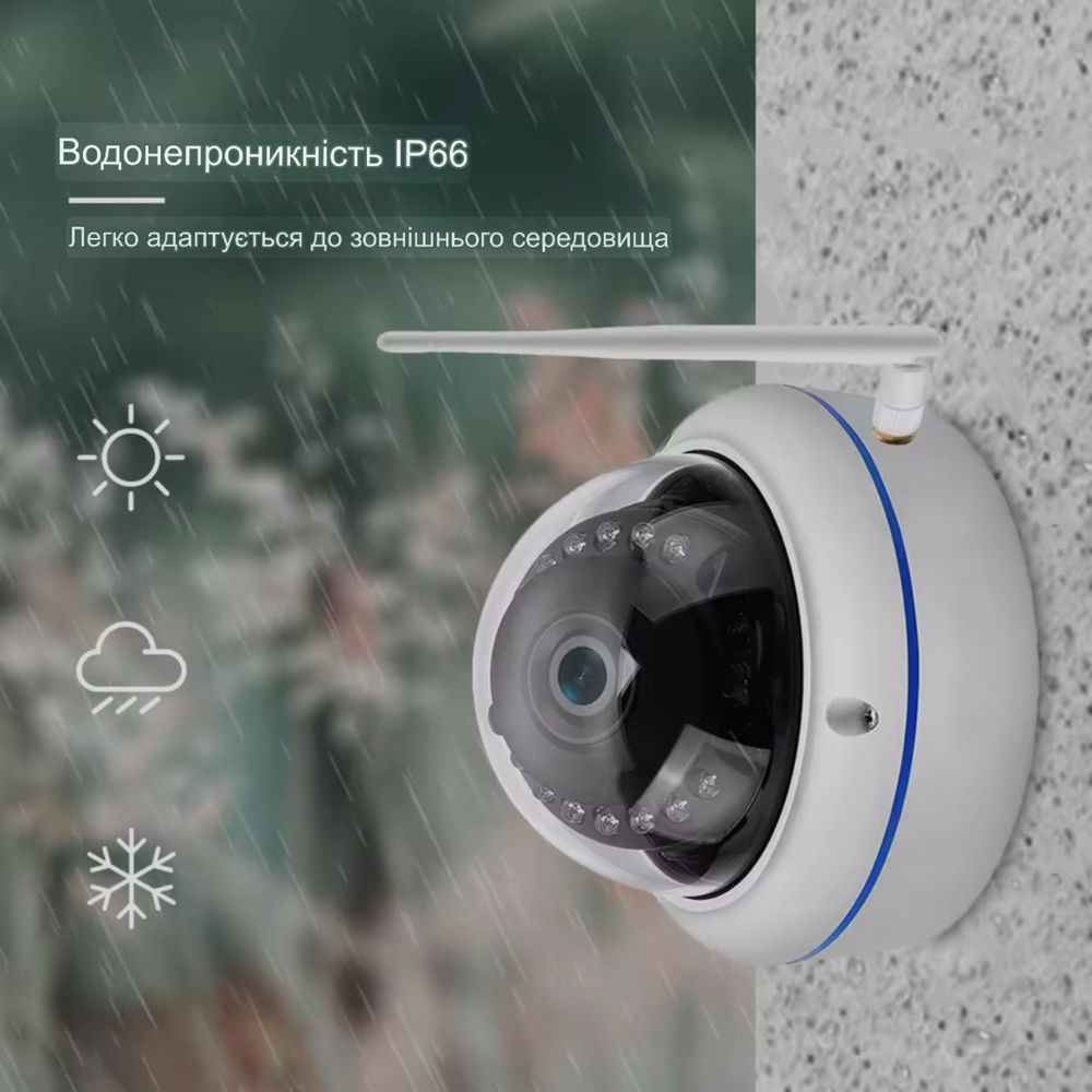 Металлическая купольная IP Wi-Fi камера 5Mp ночное видение аудиозапись