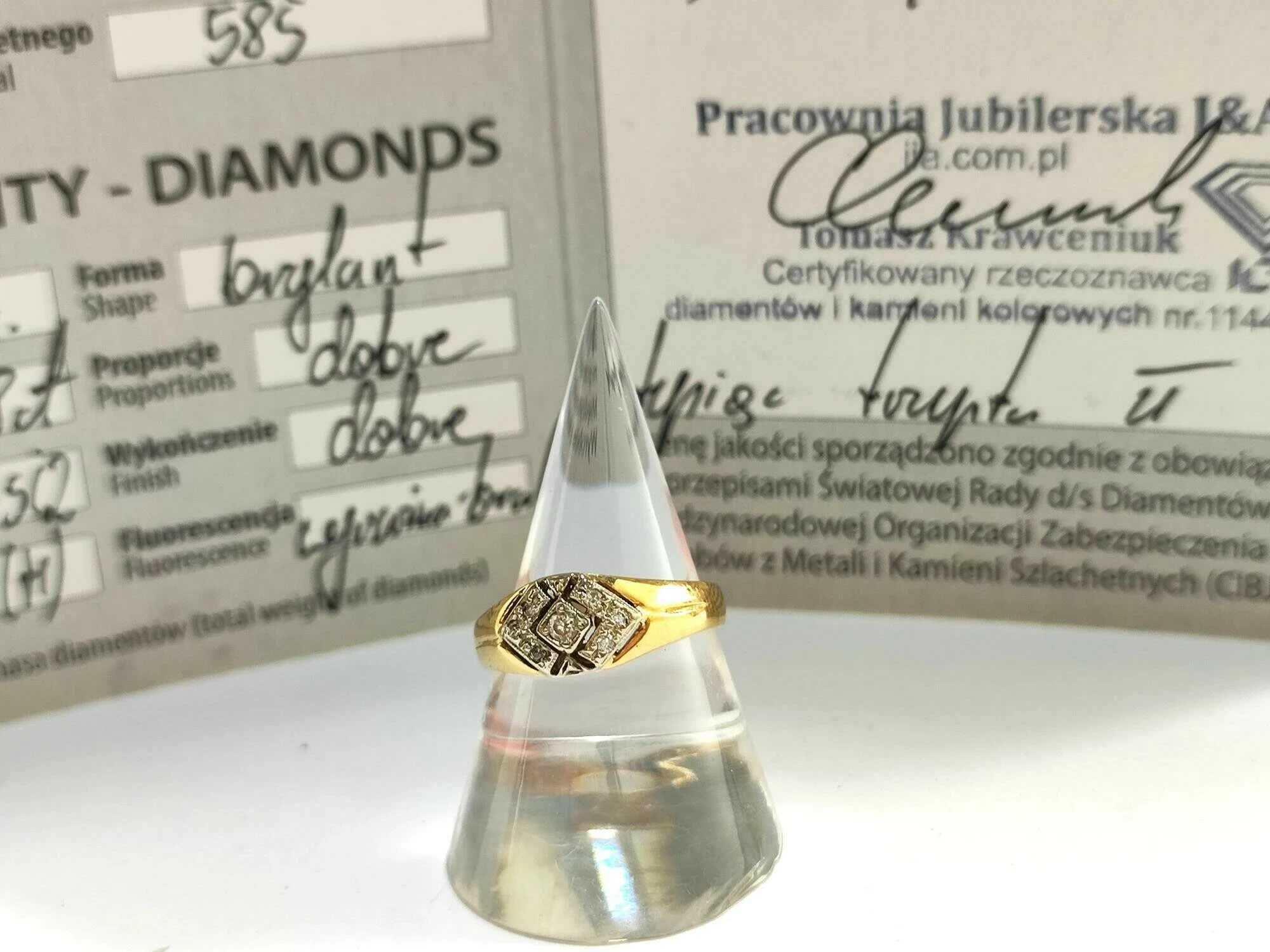 Złoty Pierścionek z Brylantami 585 2,050g 0,08ct