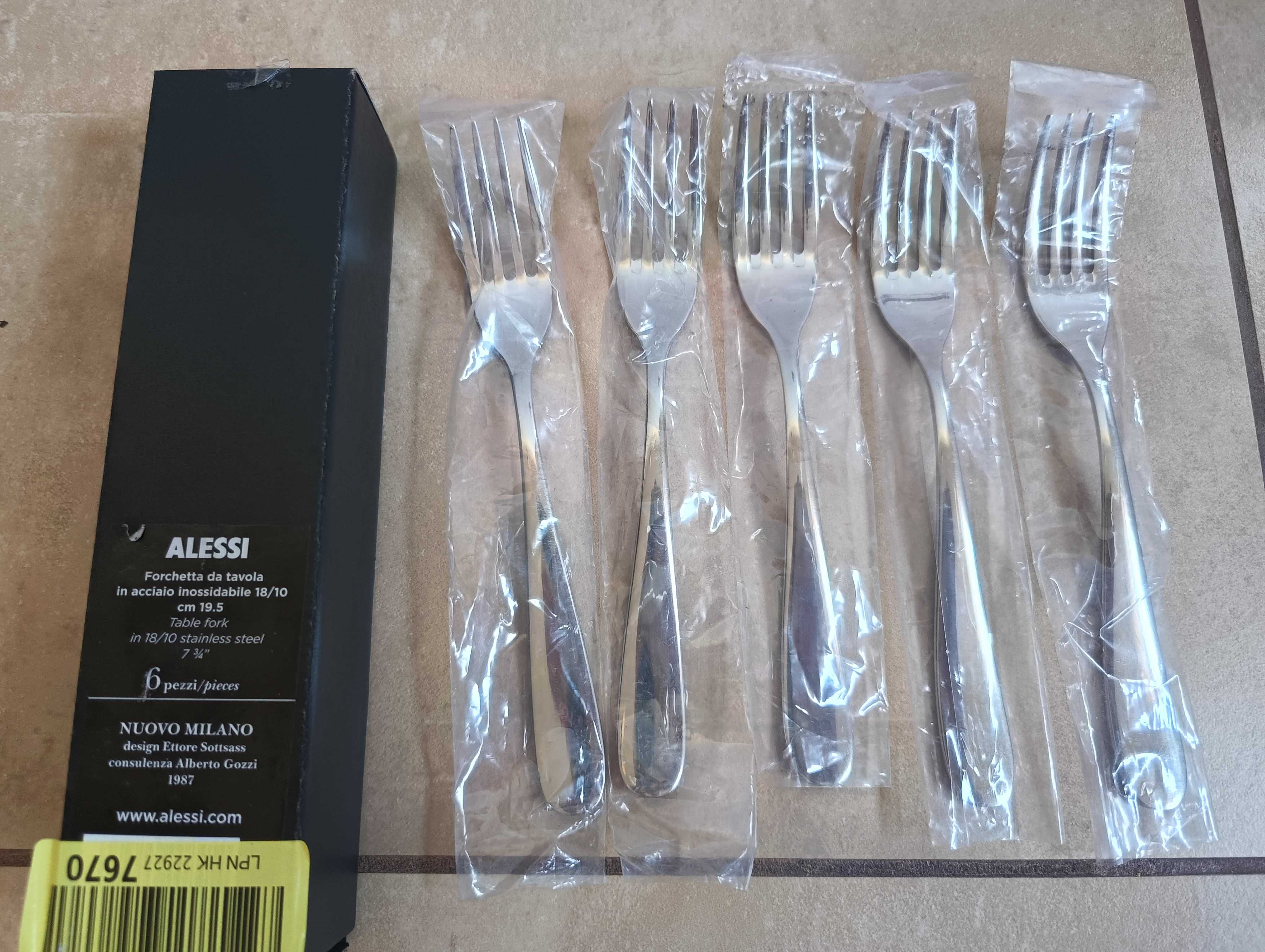 Alessi Widelec stołowy widelce ze stali nierdzewne, 5szt 19,5 cm NOWE