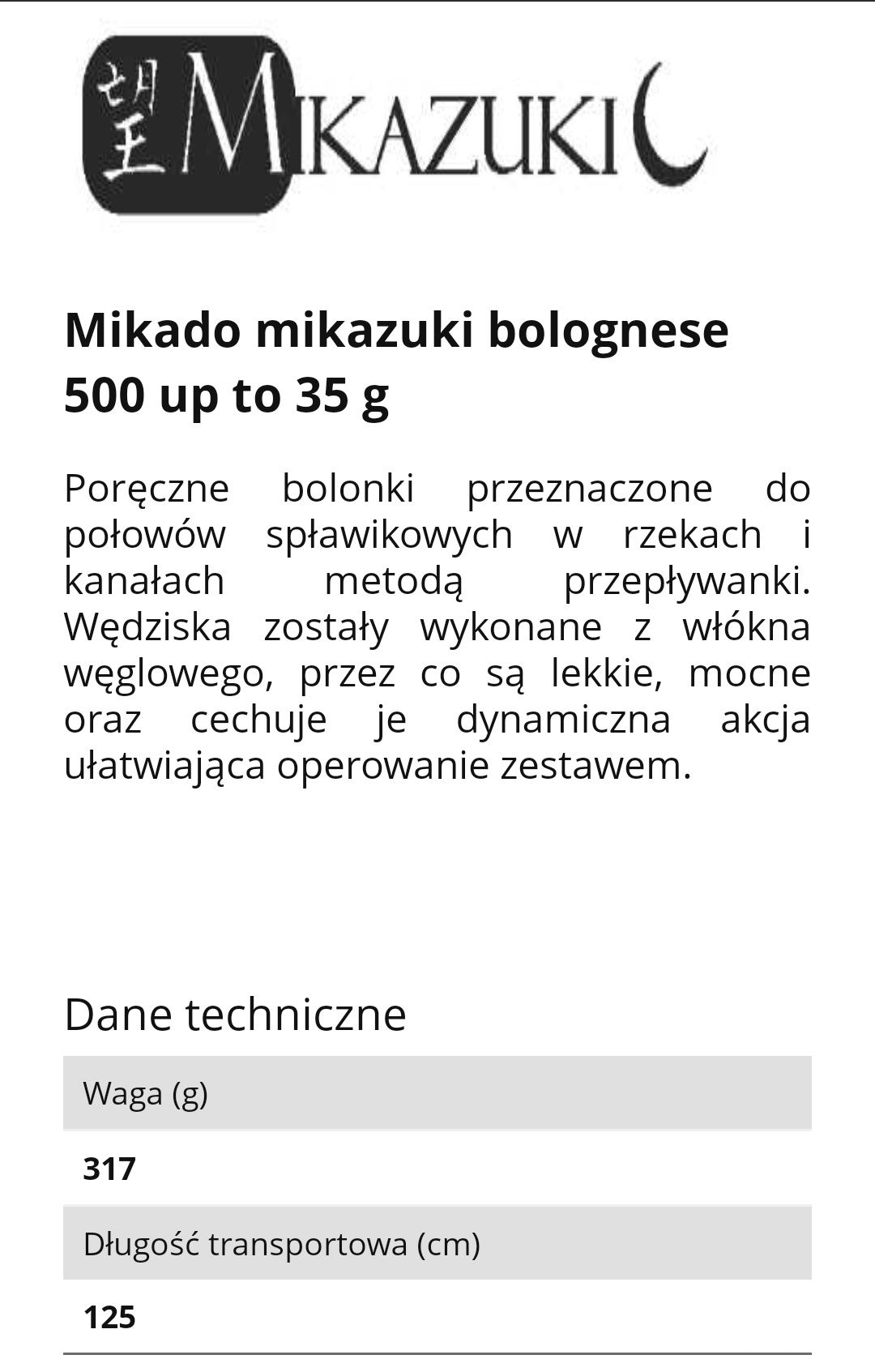 Wędka Mikado Mikazuki bolonese 500