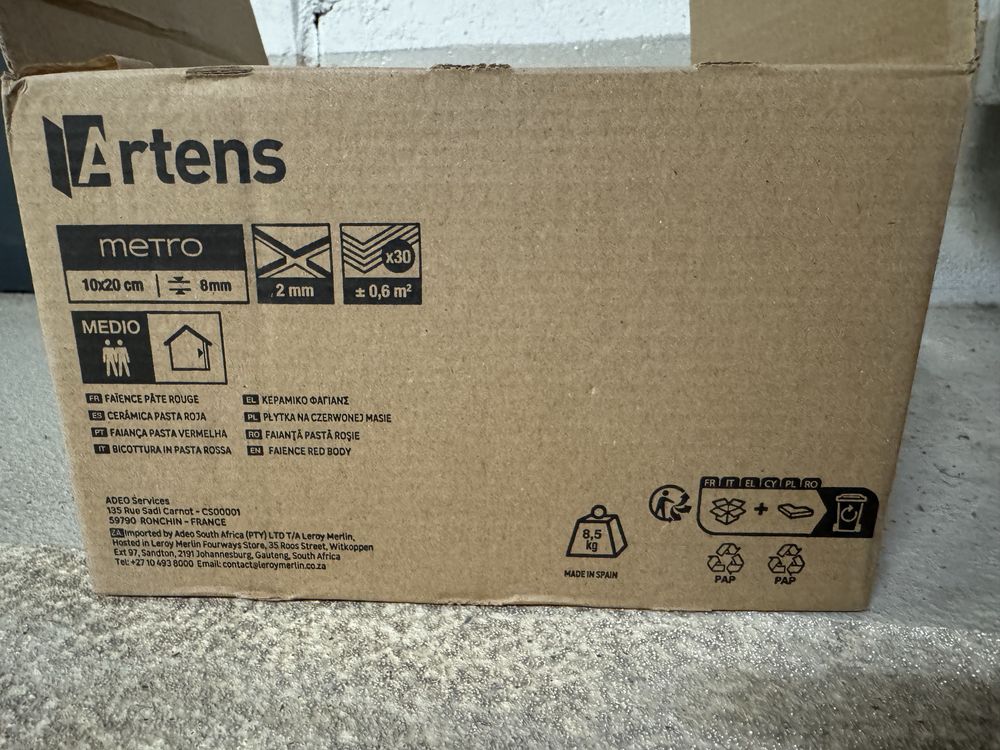 Glazura Metro White 10x20 Artens