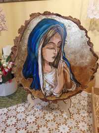 Obraz malowany  na drewnie -Maryja