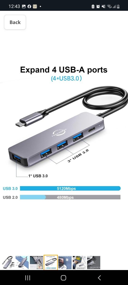 USB-концентратор C, ключ Vunvooker 5in1 USBC