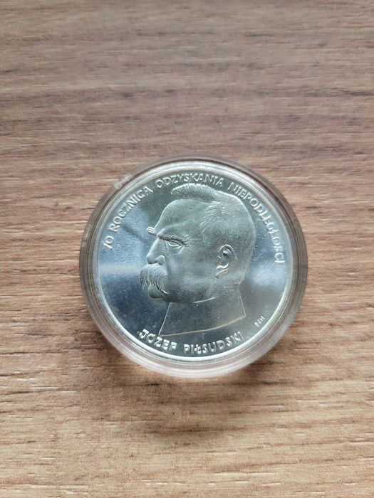 Srebrna moneta 70 rocznica Odzyskania Niepodległości Józef Piłsudski