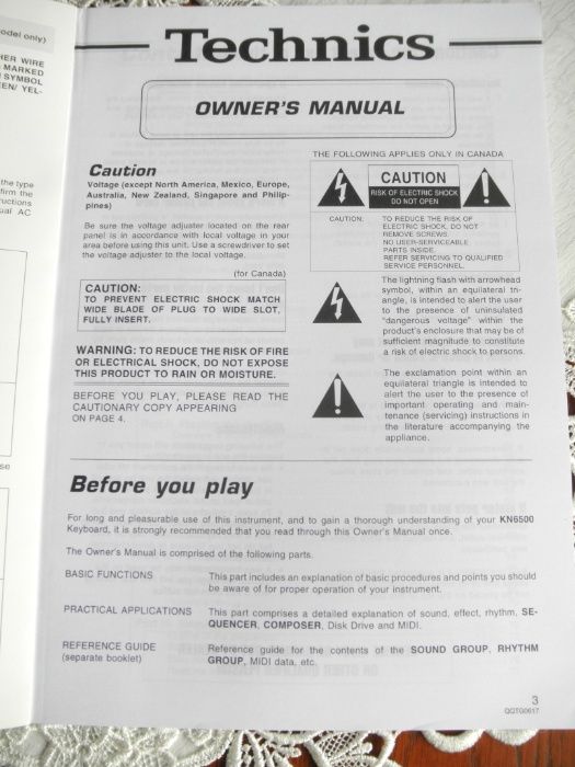 Instrukcja obsługi Technics SX-KN 6500. Owner's Manual.