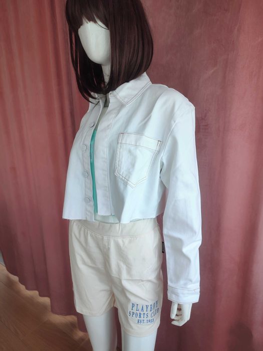 Kurtka jeansowa biała krótka damska r. 38