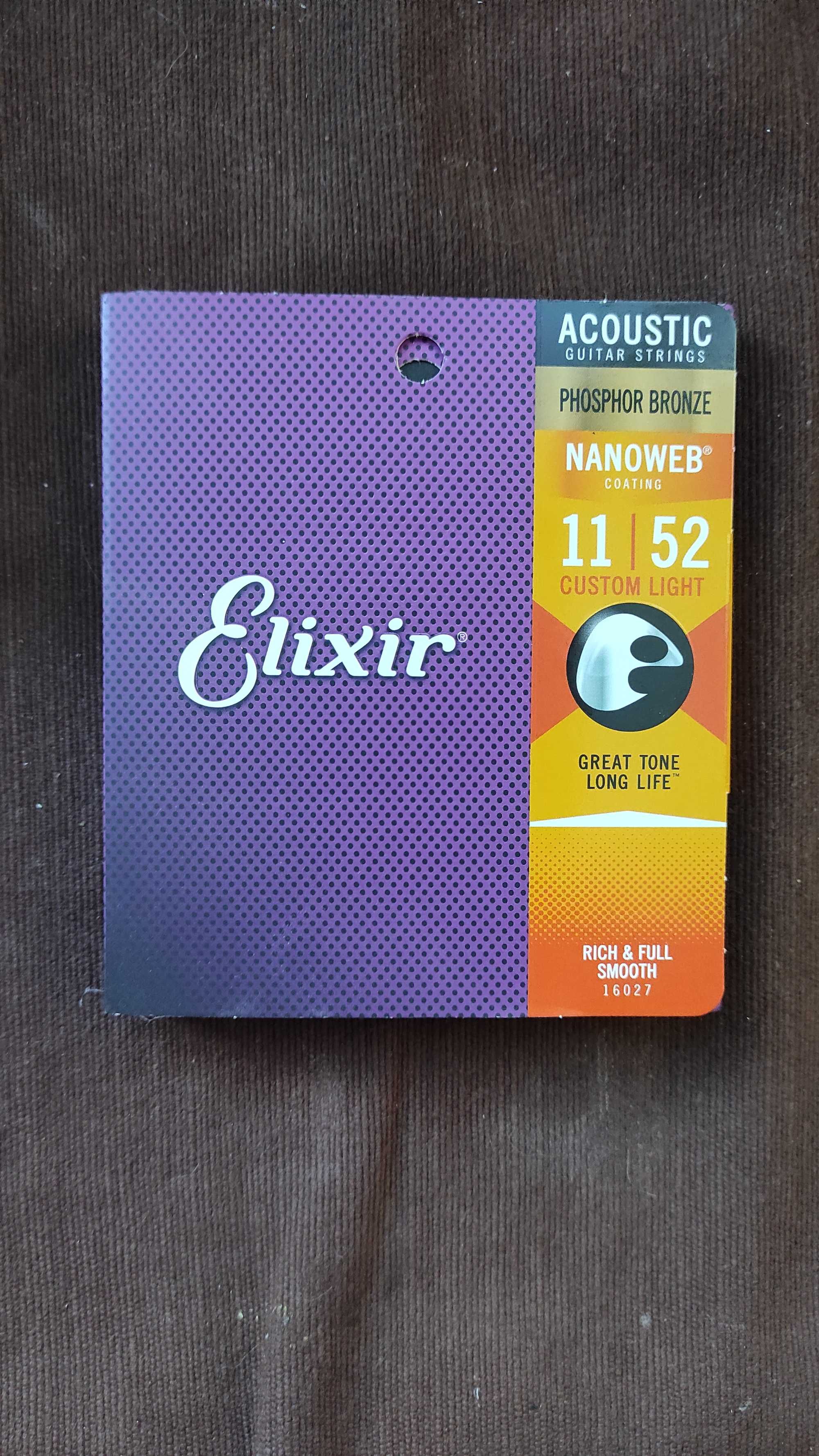 Струни гітарні Elixir Nanoweb Acoustic Phosphor Bronze 11-52