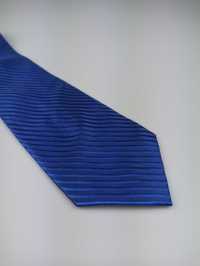 Pierre Cardin granatowy niebieski jedwabny krawat w paski f47
