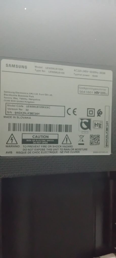 Samsung TV modelo: 0AGX3SLJC00734H