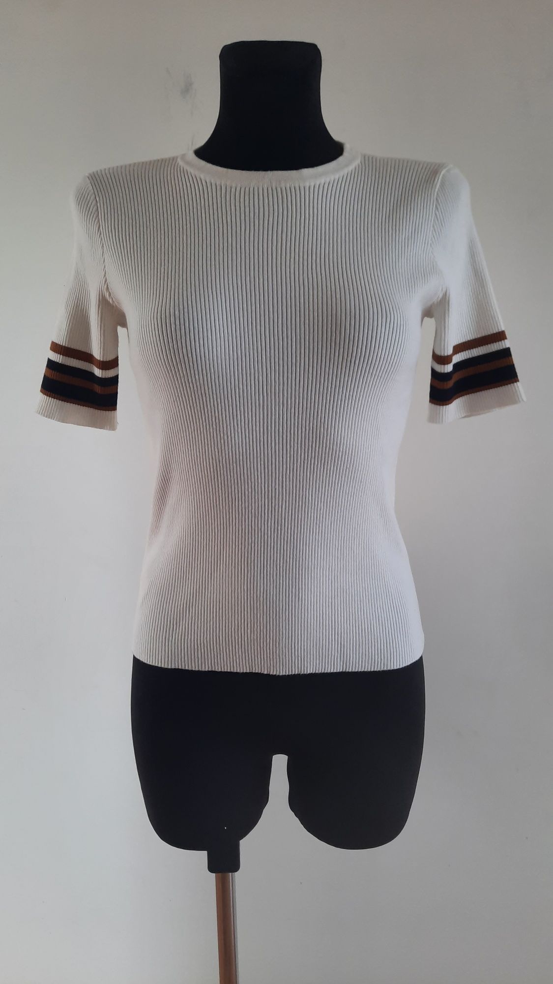 Bluzka Vero Moda kremowa, ecri, brąz, czarny