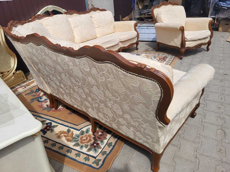 Piękny komplet wypoczynkowy narożnik fotel ludwik chippendale