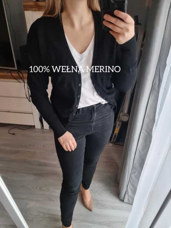 Sweter sweterek w kolorze czarnym 100% wełna merino