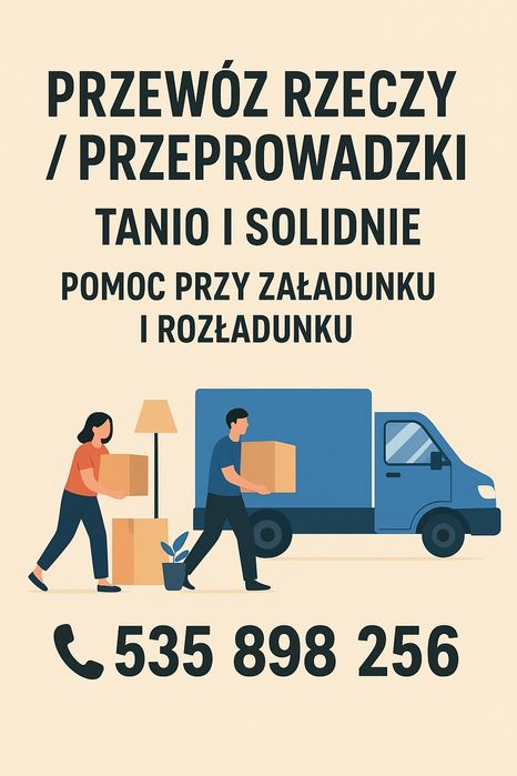 Przeprowadzki. Przewóz rzeczy. Sprzątanie garaży / pomieszczeń