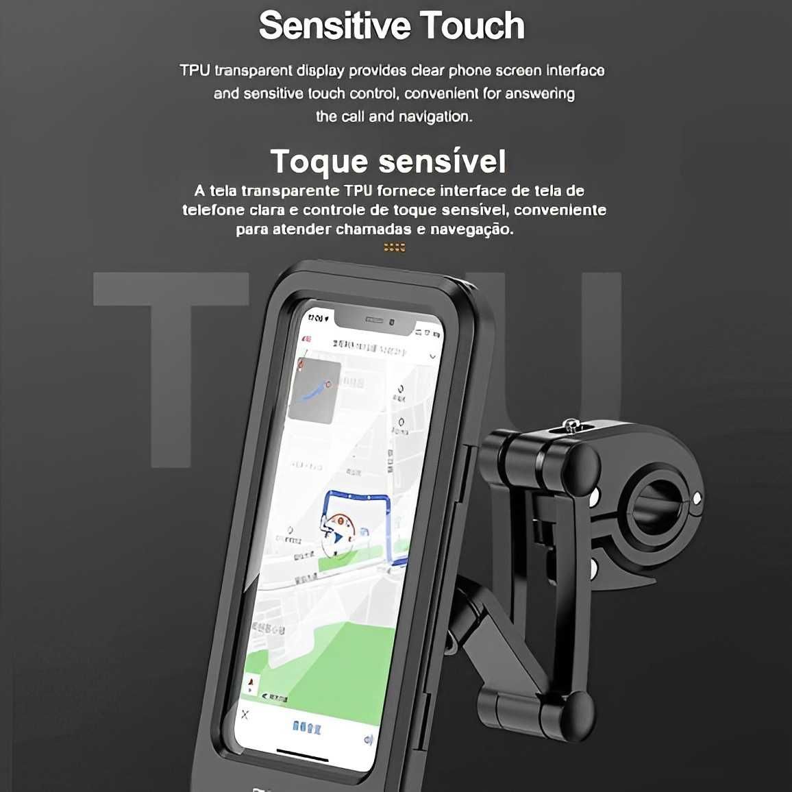 Suporte de telemóvel para bicicleta com capa à prova de água