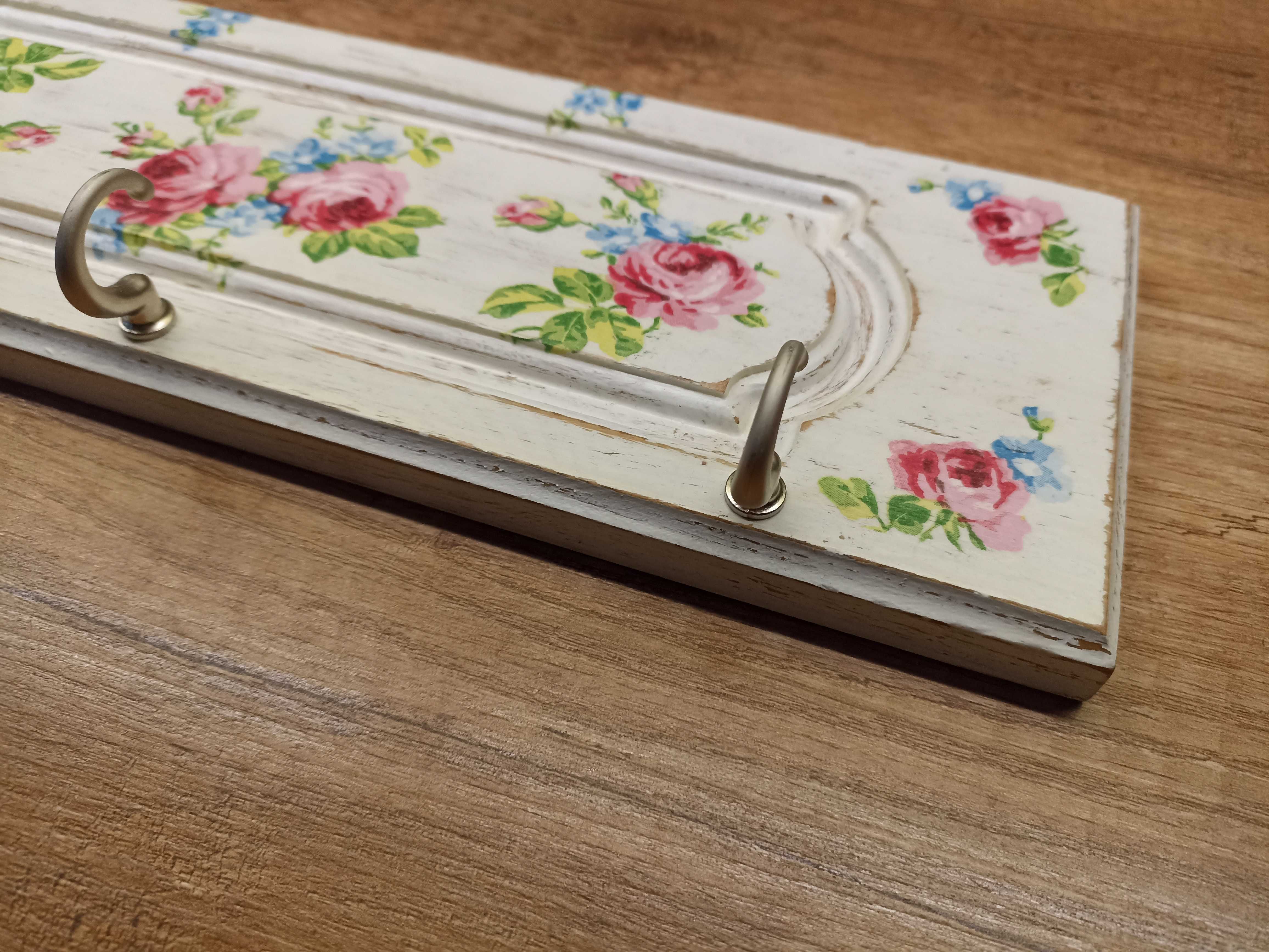 Wieszak, drewno, decoupage, rękodzieło