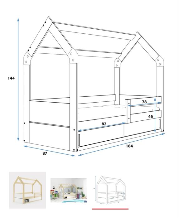 Łózeczko domek agata meble 80x160