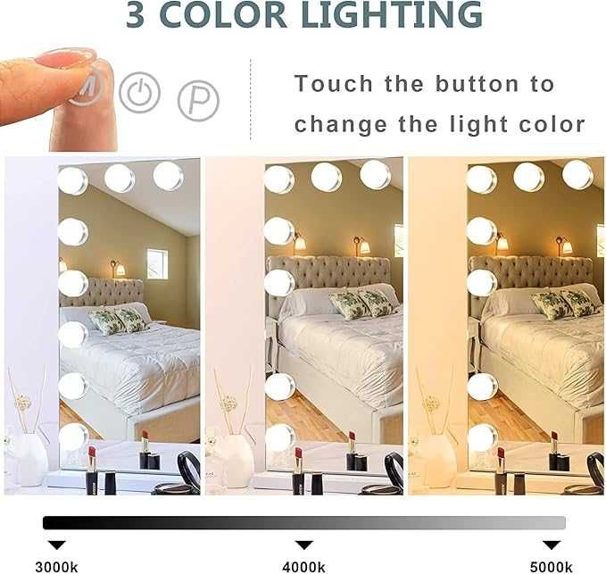 80 x 60cm Lusterko do makijażu 18 LED Hollywood Mirror Hansong