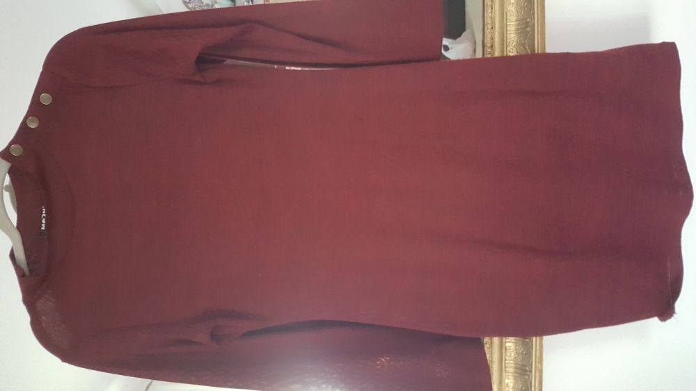 suknia bordowa z elastycznego materialu