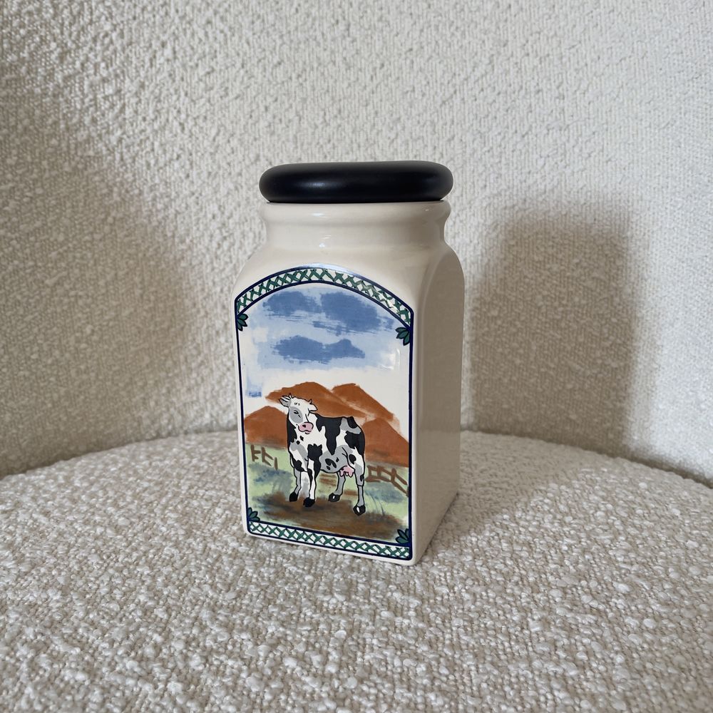 Ceramiczny pojemnik do przechowywania wiejski stary retro vintage