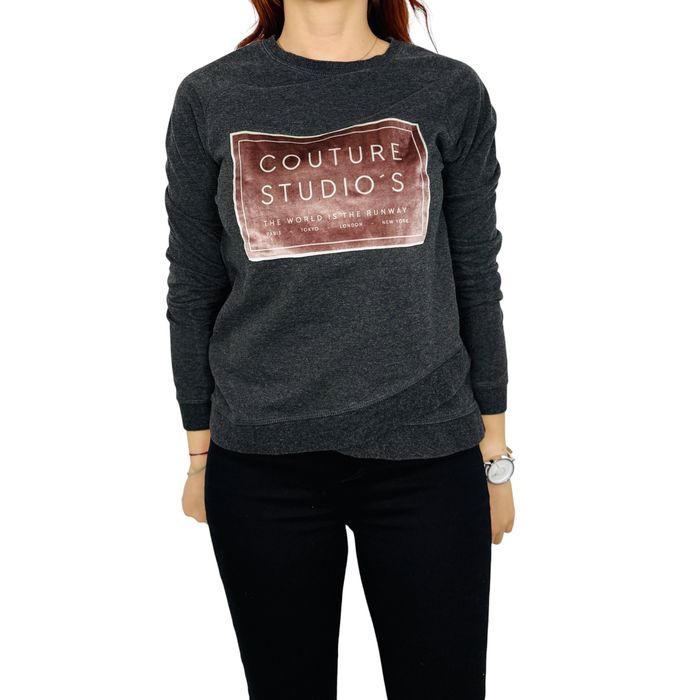 Ciemnoszara bluza z różowym panelem XS 34 Amisu