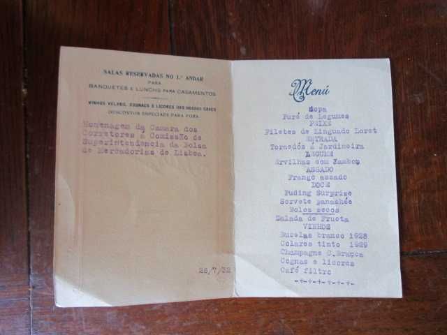 Tavares RIco (?) menu 1932 restaurante