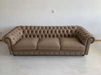 New real leather three seats sofa