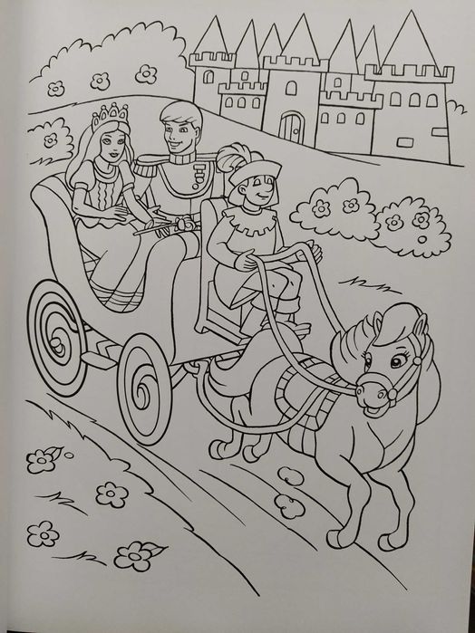 Bloco c/ 16 posters tam.A3 p/ colorir + autocolantes Princesas