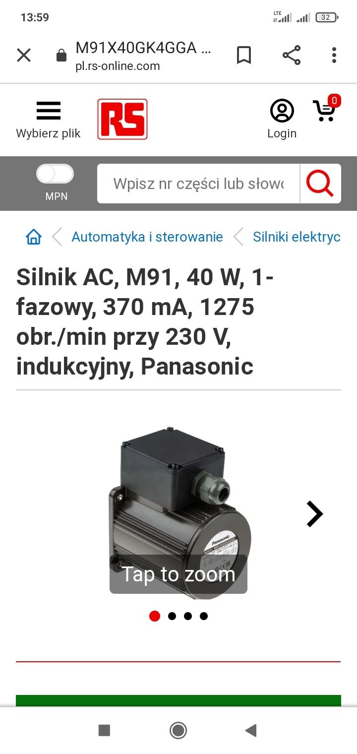 Panasonic przekładnia z silnikiem 27obr