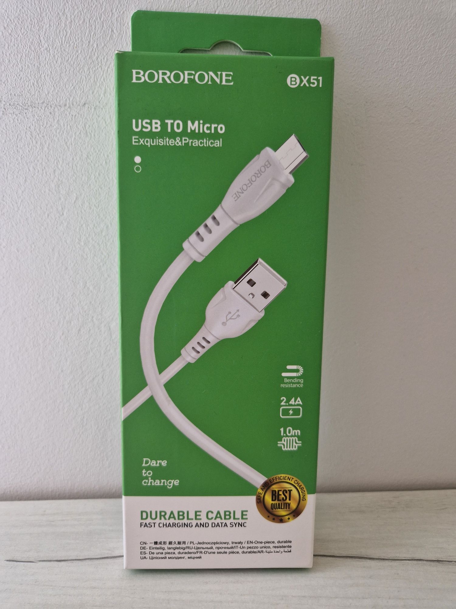 Borofone Kabel BX51 Triumph - USB na Micro USB - 2,4A 1 metr biały