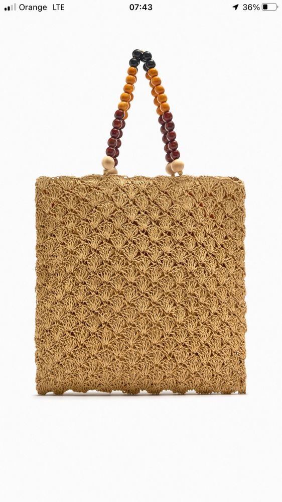 ZARA  torba typu shopper z plecionki