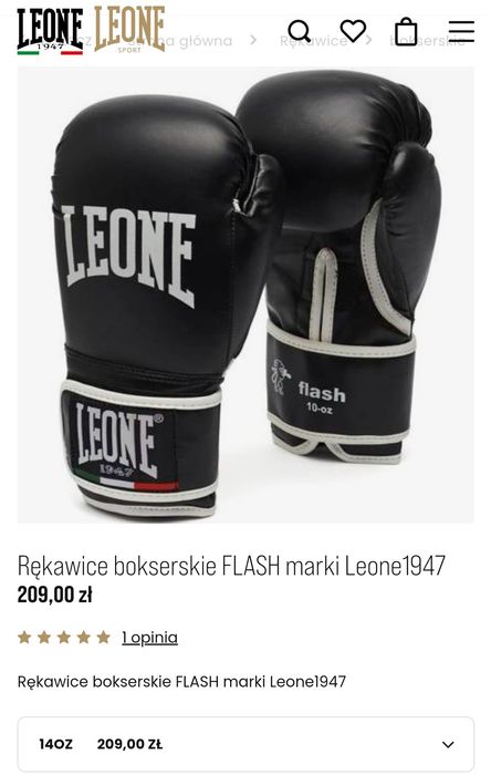 Rękawice bokserskie FLASH marki Leone1947 14oz
