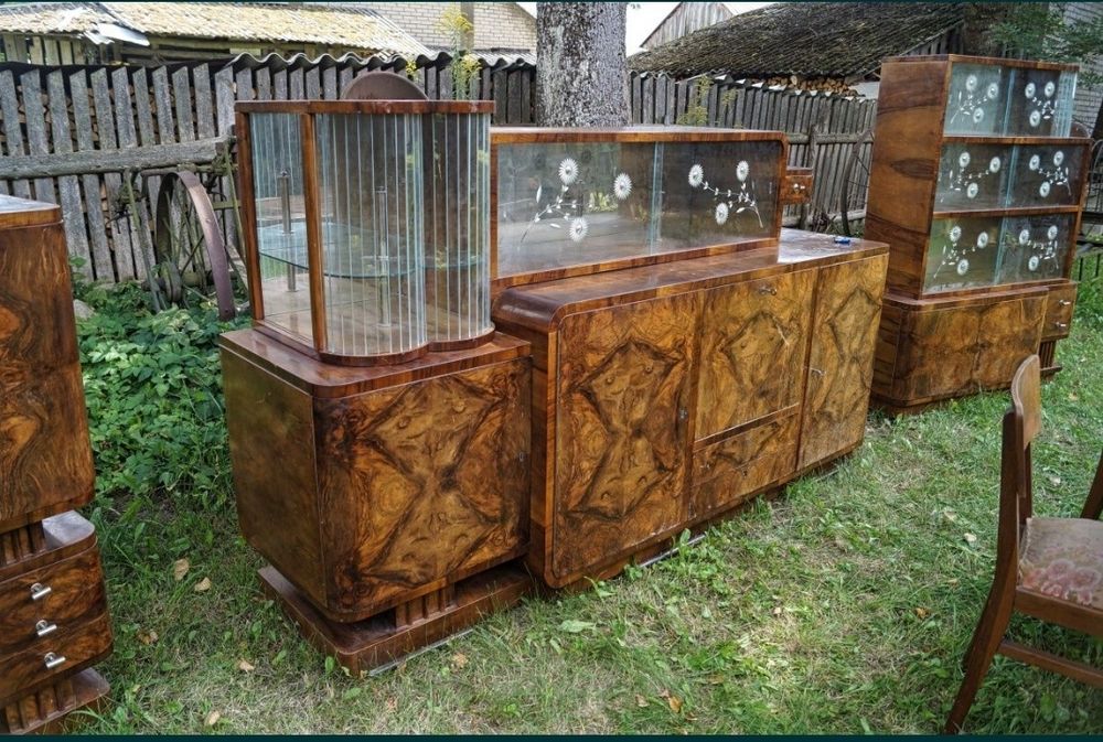 Art Deco Olbrzymia Jadalnia Bufet Stół Witryna Krzesła