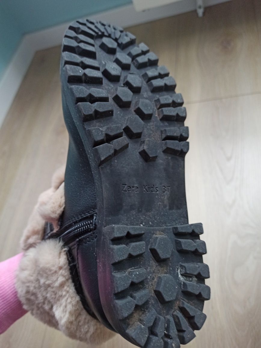Botki buty zimowe ocieplane z futerkiem zara 37