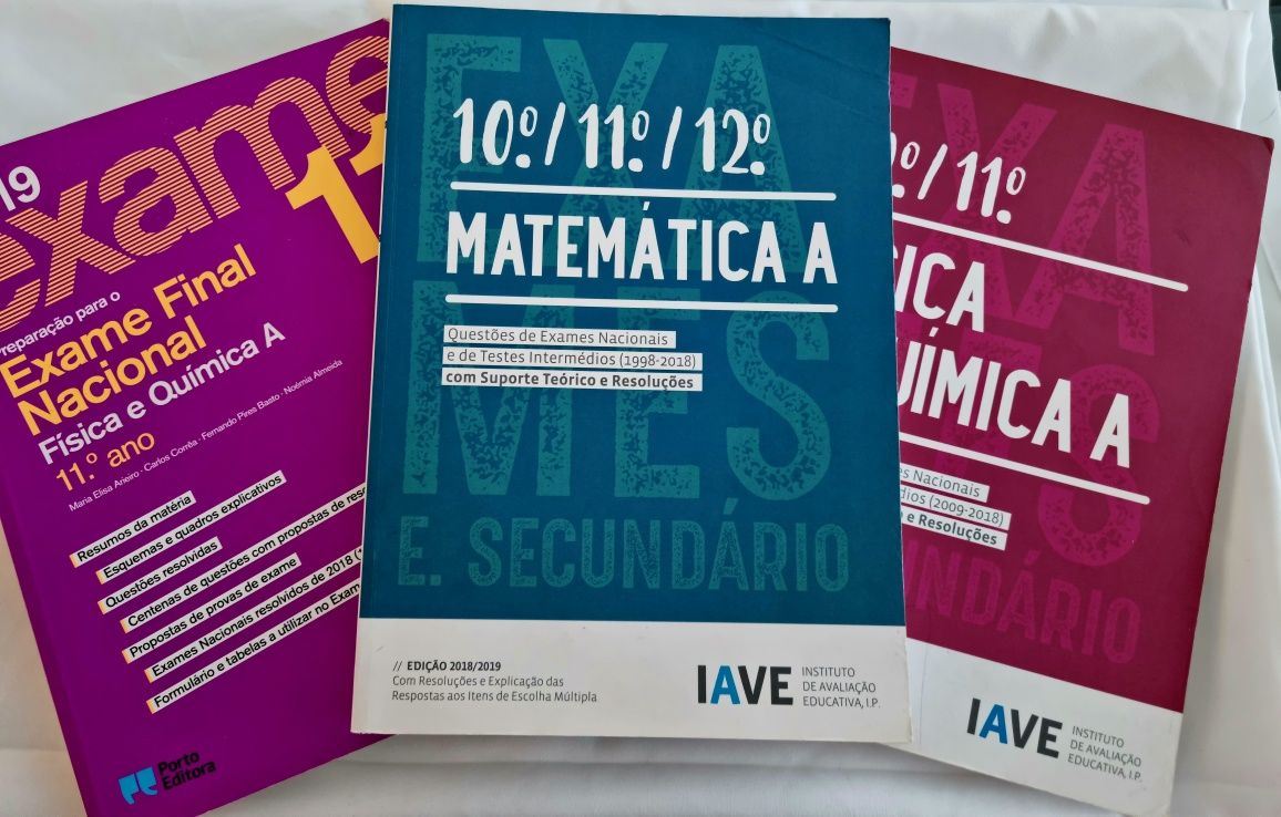 Livros de preparação para Exame - Matemática e Física Quimica