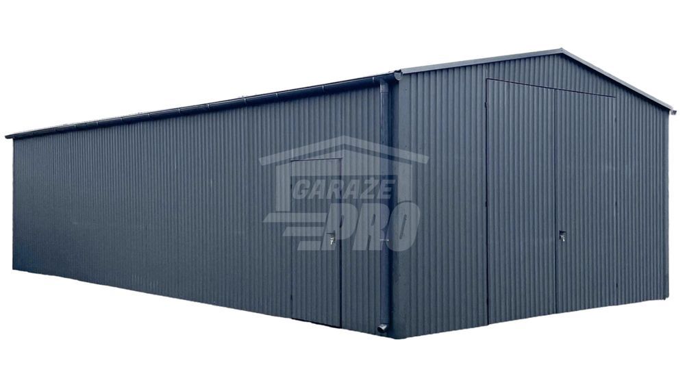 Hala Garaż 7x11 m brama dwuskrzydłowa drzwi rynny GP345