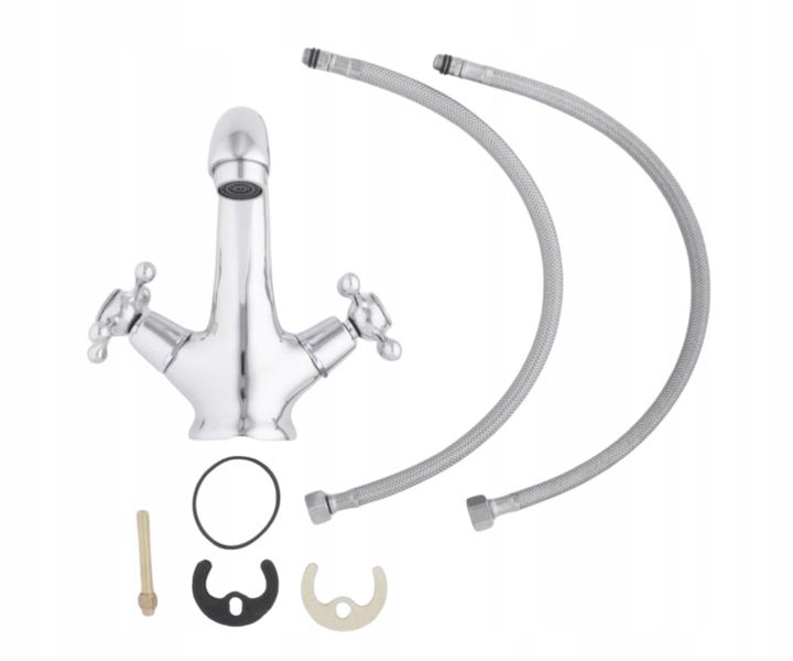 Bateria Umywalkowa Dwuuchwytowa Stojąca Chrom Retro Kran Vintage Wc