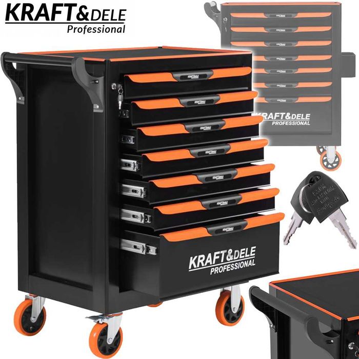 KRAFT&DELE Szafka Warsztatowa Pusta Wózek 7 Szuflad 2xkluczyk KD1079