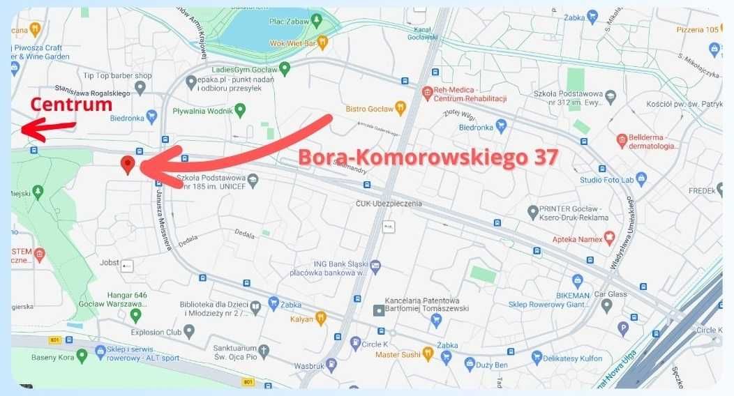 Wynajmę lokal użytkowy. Gocław. Bora-Komorowskiego 115m2. Witryna